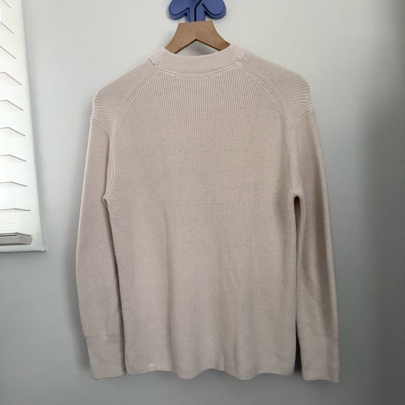 Lululemon 2 Merino Wool Blend Rib Crew Neck Sweater White Opal Winter Classic - Picture 3 of 7